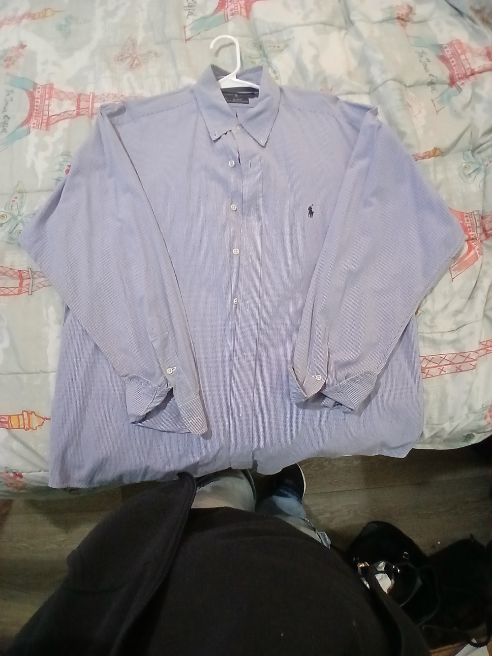 Ralph Lauren Light Blue Striped Button-Down Dress Shirt